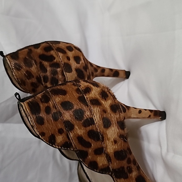 BODEN Leopard Print Pumps Court Wave Calf Hair Leather Pointed Toe 38. Us 7 - Picture 3 of 7